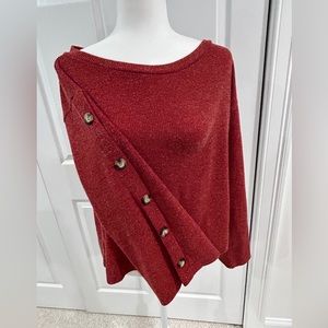 Red/Orange Sweater with Button detail on sleeves- Size small by Hashttag